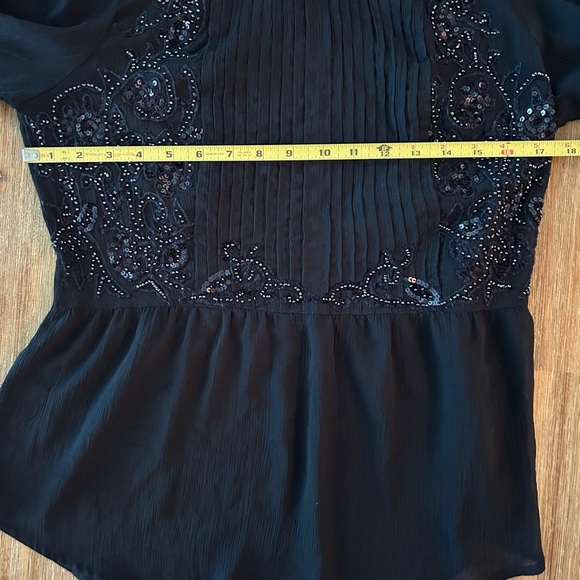 ANTHROPOLOGIE MAEVE HELENE SHEER SEQUIN PEPLUM TOP - Picture 7 of 9